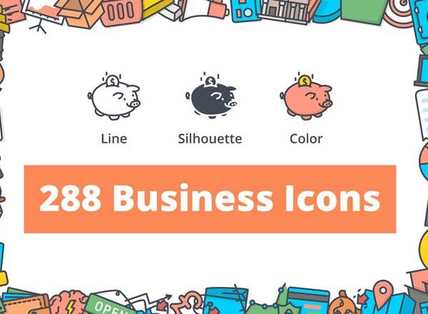 288枚企业主题图标 288 Business Icons（三种风格）