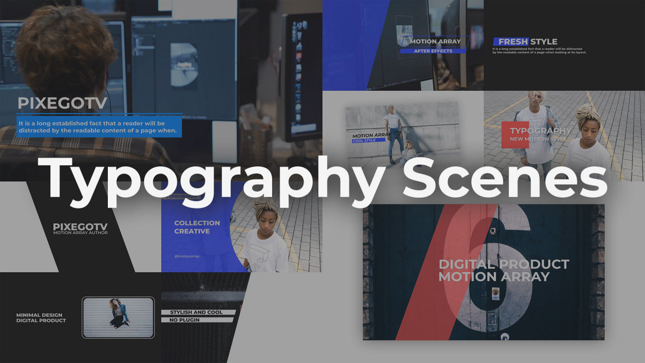 全屏动画标题排版场景素材库精选AE模板