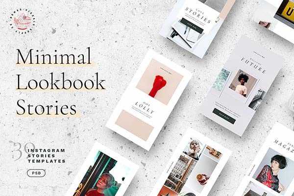 30个独特时尚的Lookbook社交媒体Instagram故事模板素材库精选 Minimal Lookbook Instagram Stories [psd]