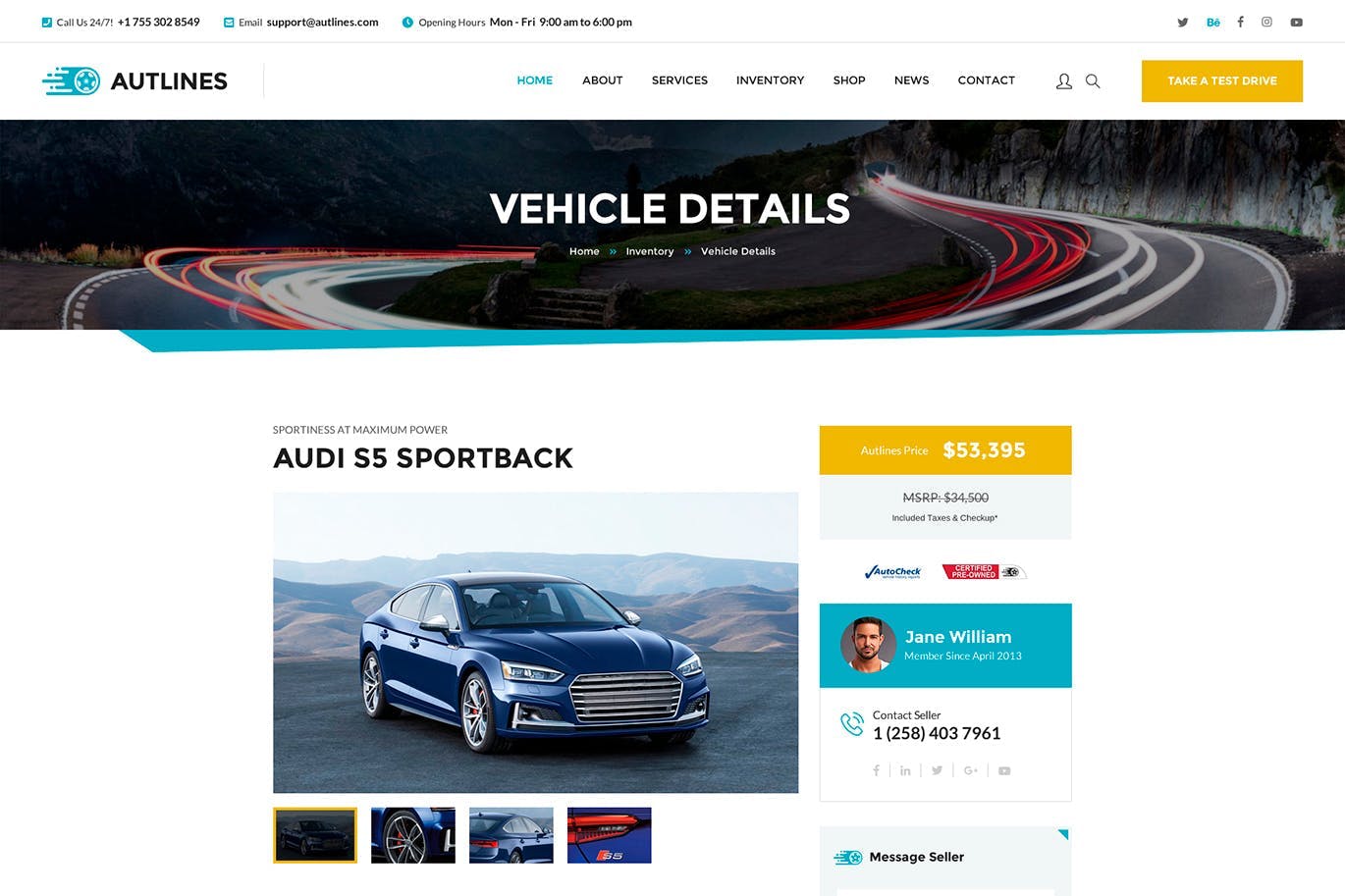 汽车经销商/4S店网站HTML模板素材库精选 Autlines – Autodealer HTML Template插图(5)