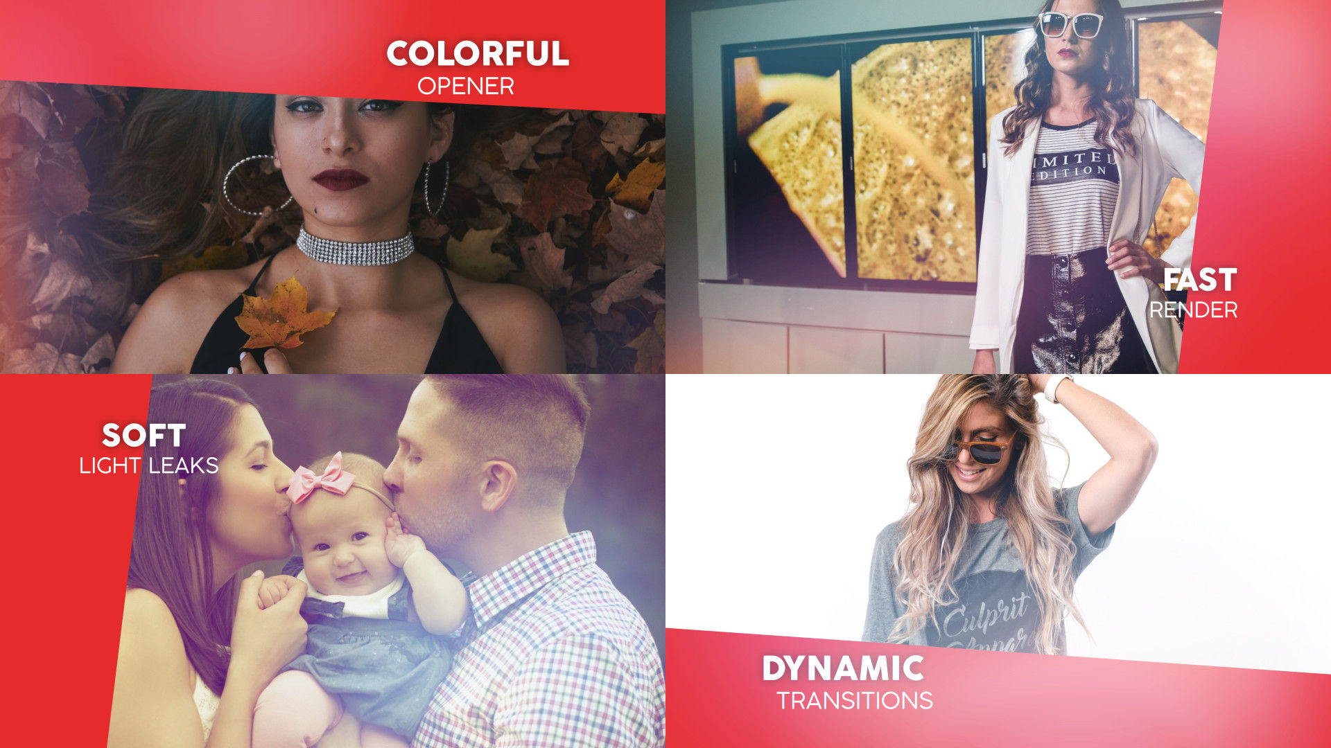 时尚的设计和柔和的漏光多彩开场白素材库精选AE模板