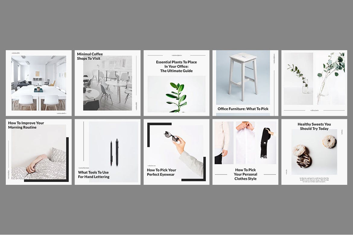 极简主义设计风格Instagram社交设计素材包 Belgrade Minimal Instagram Pack插图(4)