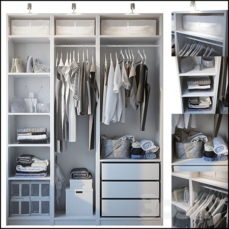 带有衣服开放的衣柜素材之家精选3D模型