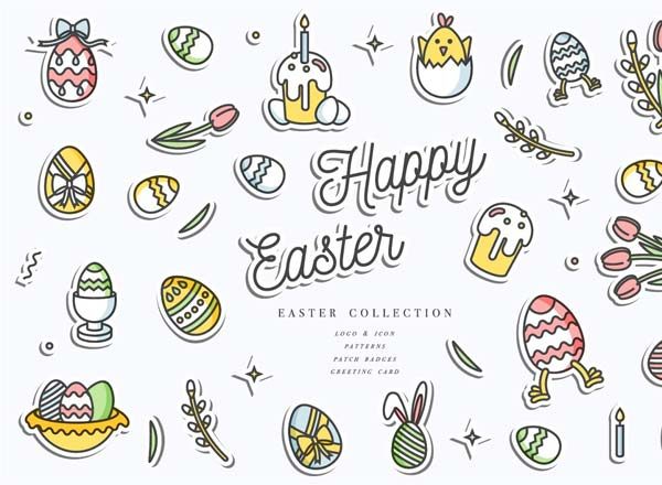 高品质的线性复活节图标