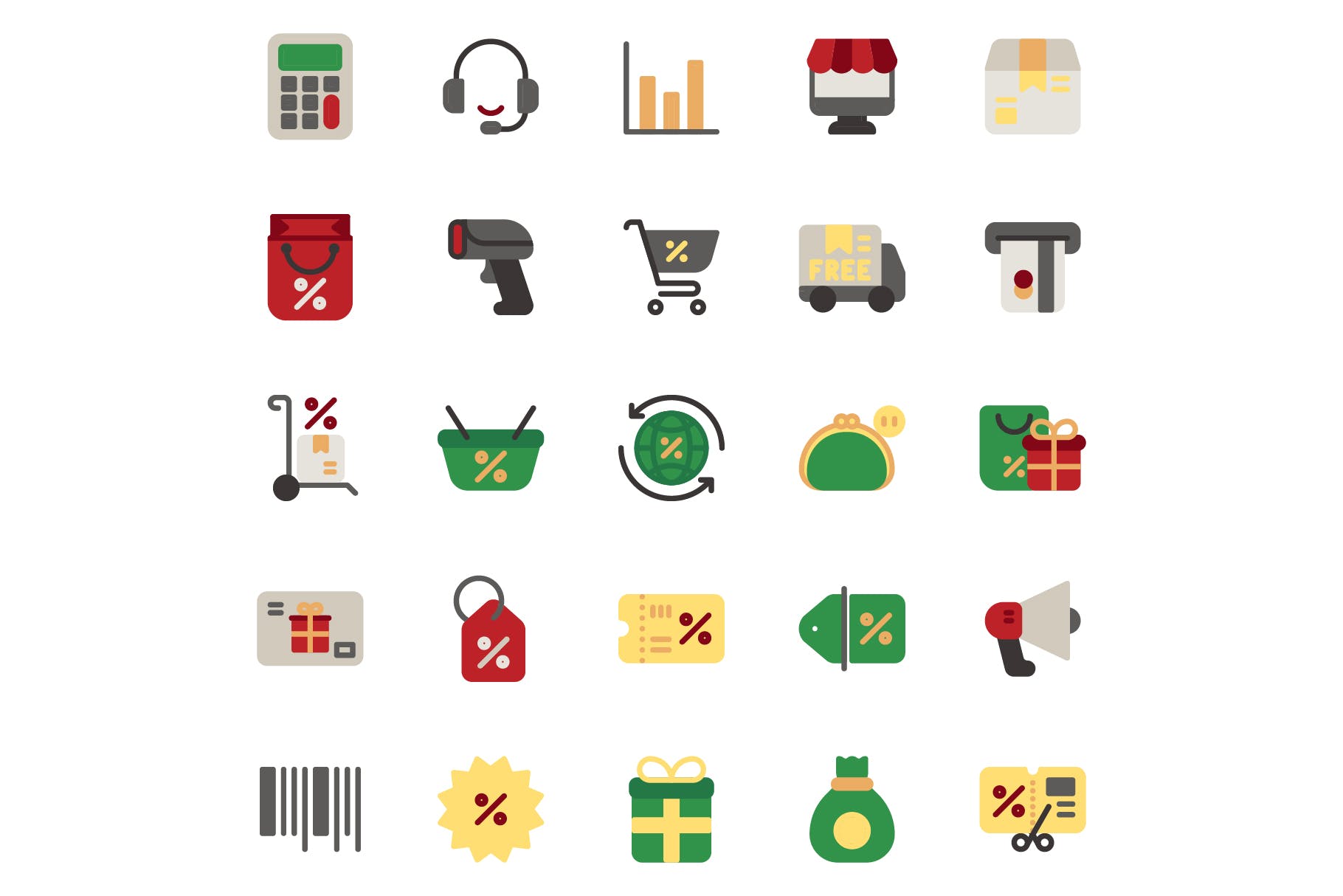 黑色星期五购物节主题扁平设计风格图标 Black Friday Sale Flat插图(3)