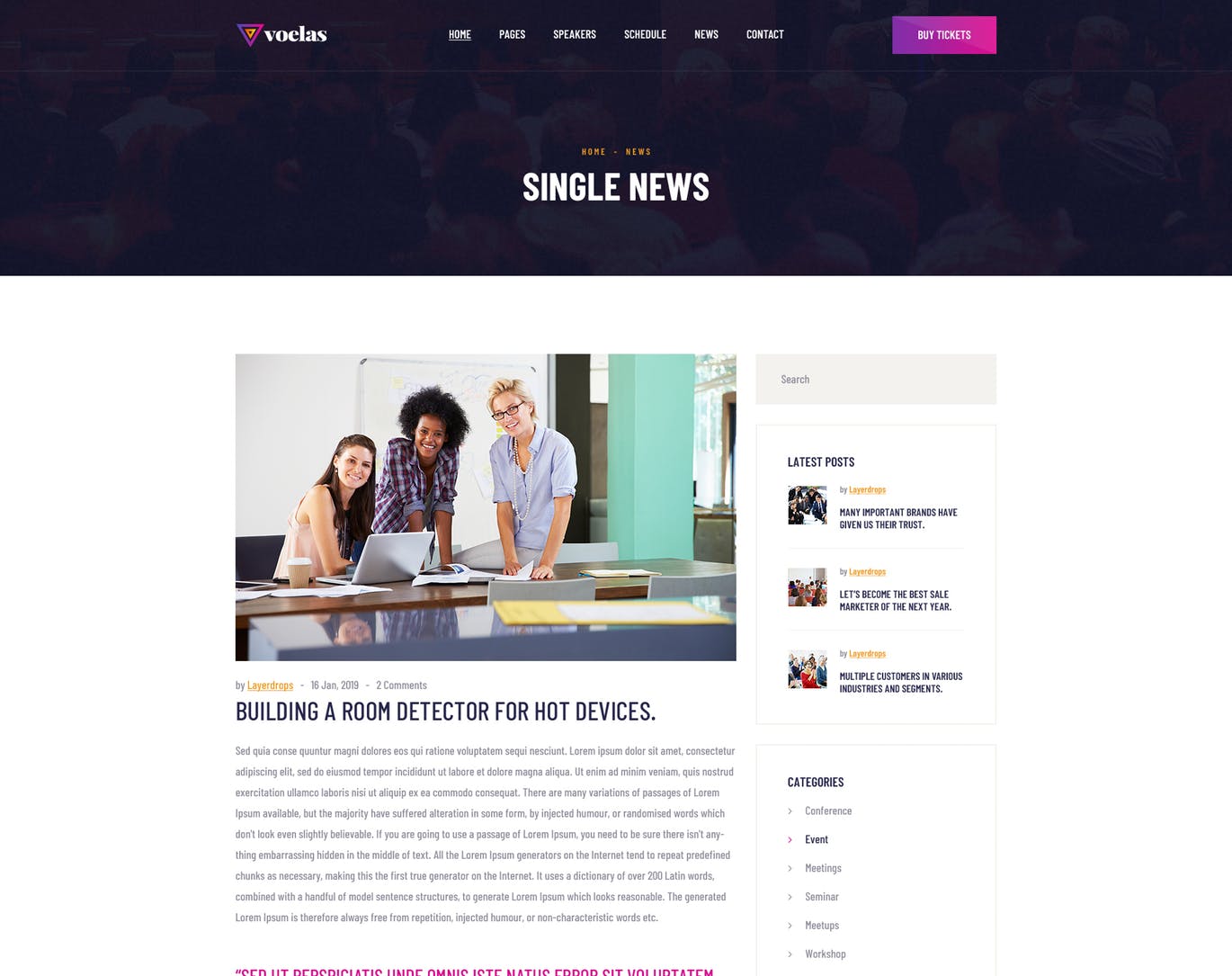 活动会议报名网站HTML模板素材库精选 Voelas – Event & Conference HTML Template插图(11)