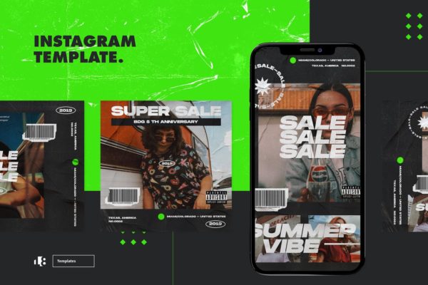 海报张贴效果风格Instagram社交设计模板素材库精选素材 Instagram Template