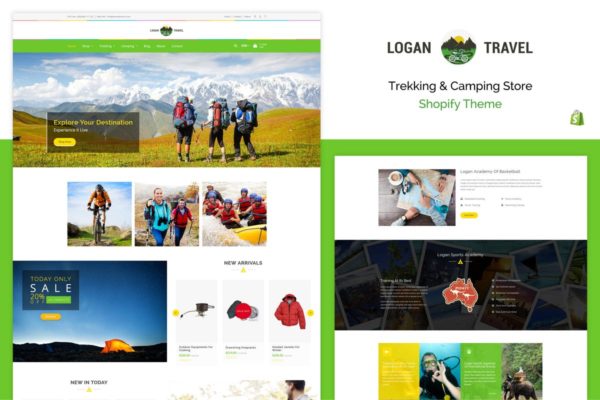 徒步旅行和露营装备网上商城Shopify主题模板素材库精选 Logan – Trekking &amp; Camping Store Shopify Theme