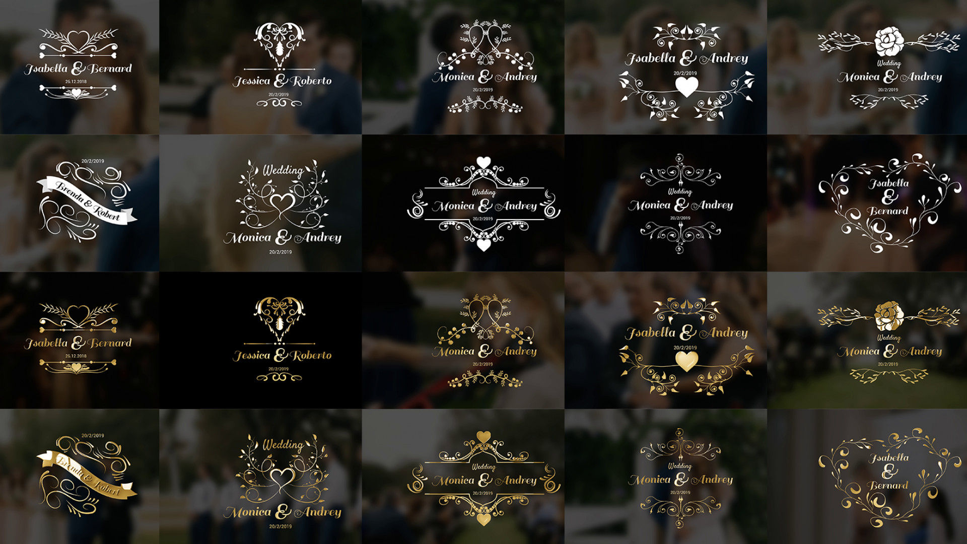 精美浪漫优雅的婚礼标题素材库精选AE模板