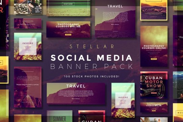 社交媒体超级Banner模板素材库精选合集 Stellar Social Media Banner Pack