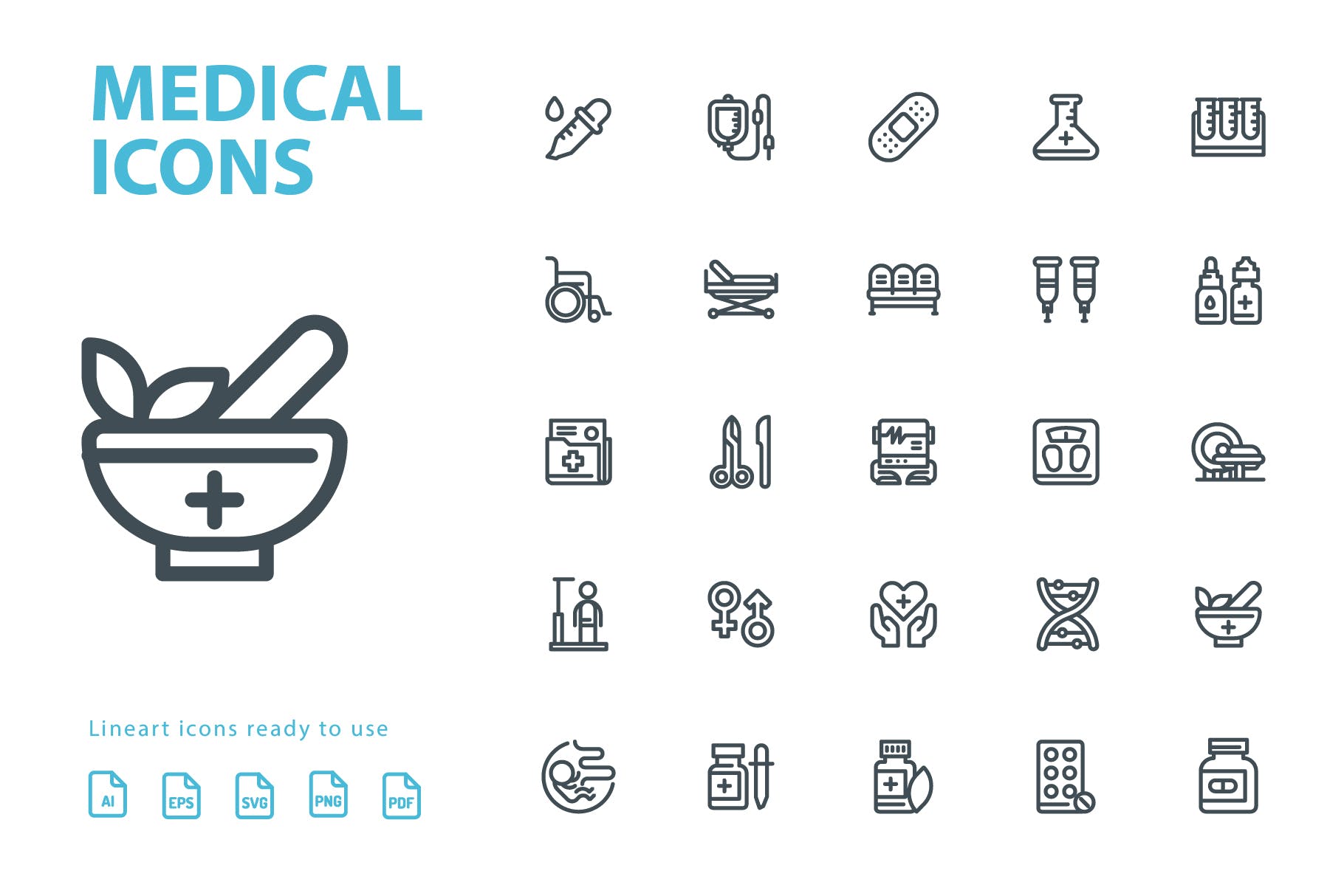 25枚医疗药物主题矢量线性素材库精选图标v1 Medical Lineart Icons插图(2)