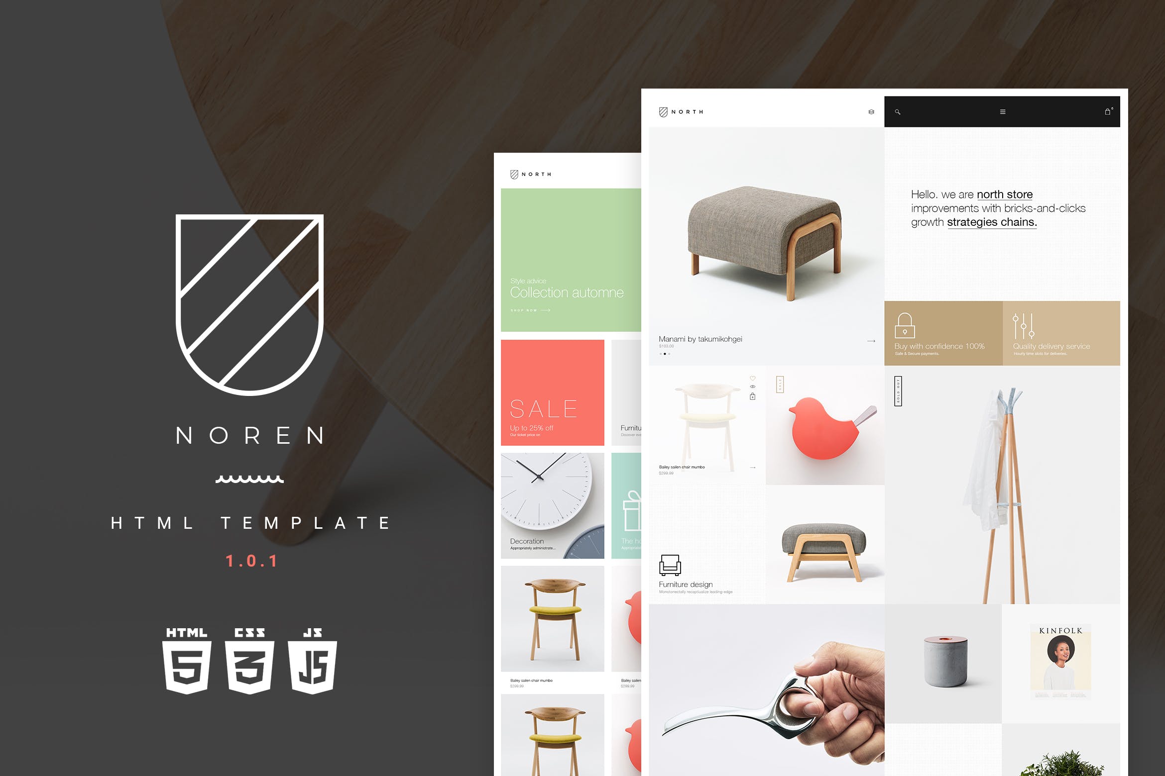 简约风网上商城响应式HTML网站模板素材库精选 Noren | Multi Store Responsive HTML Template插图