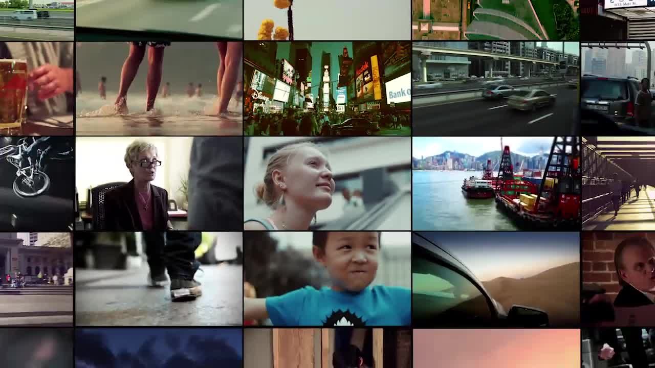 时尚炫酷创意的视频墙转徽标素材库精选AE模板