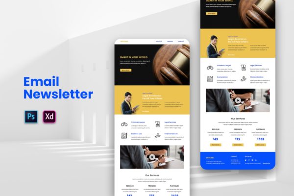 律师咨询网站服务推广EDM邮件模板素材库精选下载 Email Newsletter