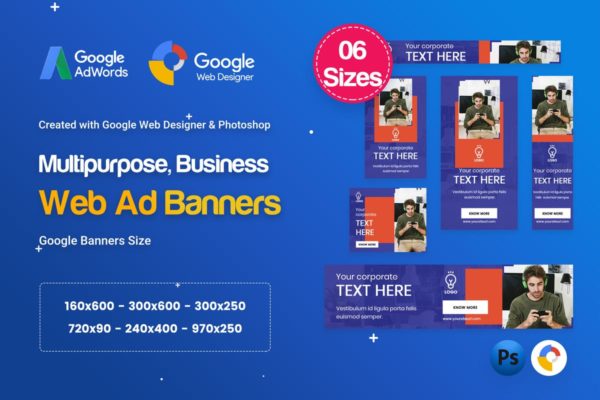 多用途多尺寸Banner广告设计HTML＆PSD模板 Multi-Purpose Banners HTML5 D67 Ad – GWD &amp; PSD