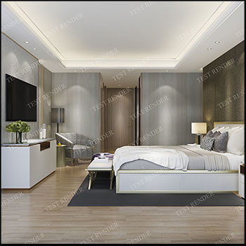 豪华现代酒店客房卧室套房场景素材之家精选3D模型