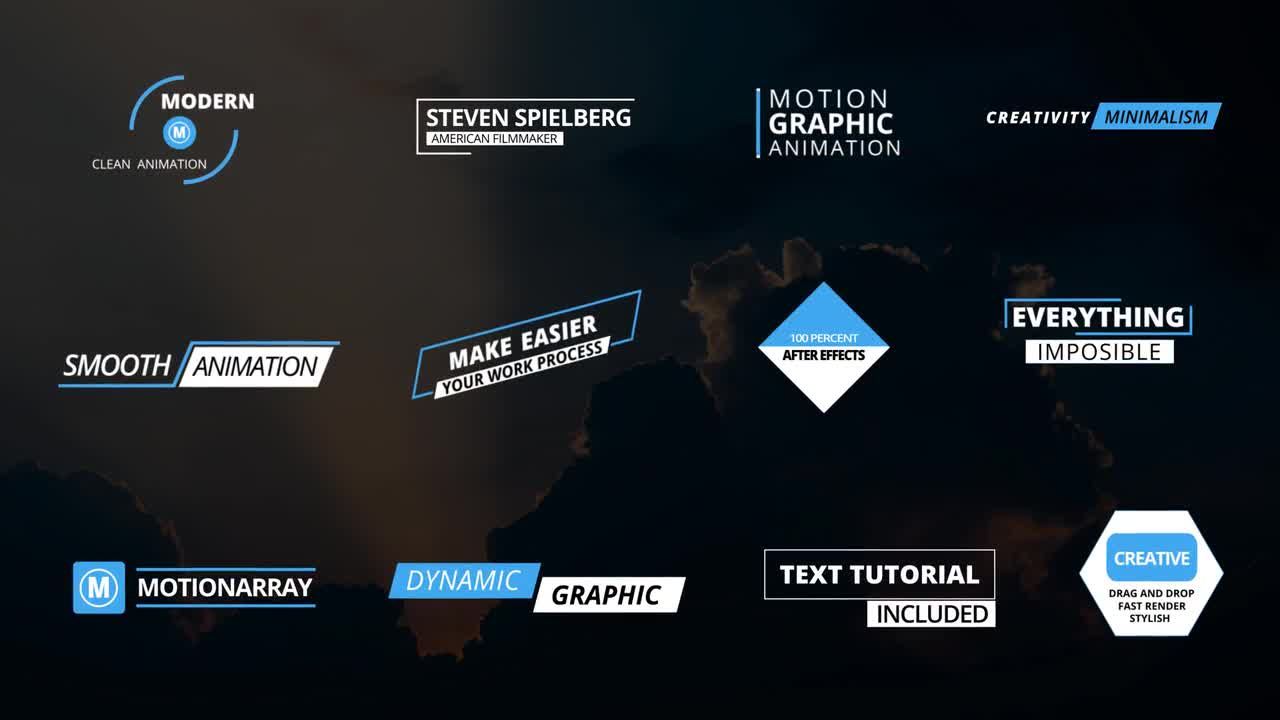 12个专业设计的全屏标题动画素材库精选pr模板