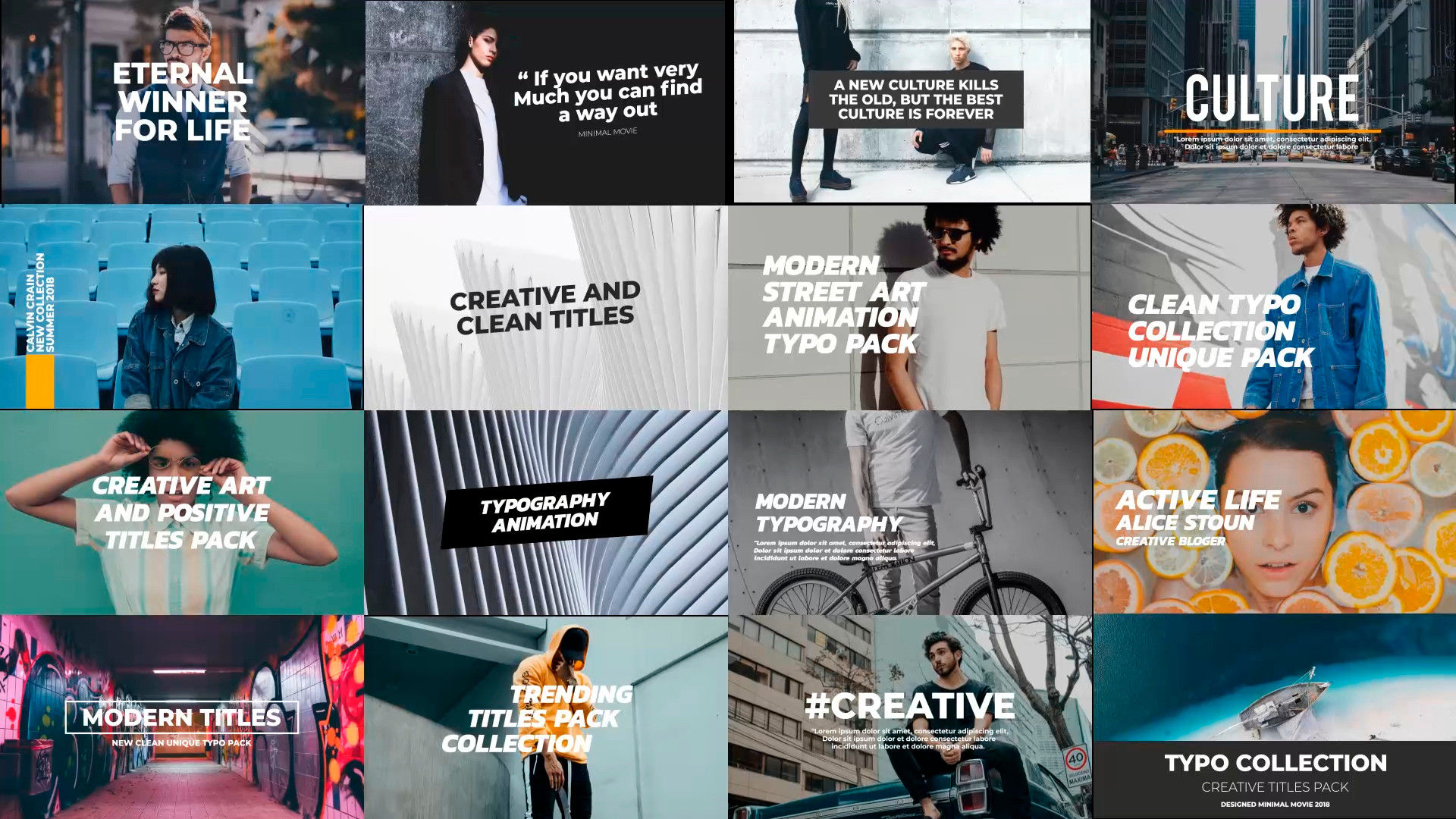 16款现代标题字幕动画排版素材库精选AE模板