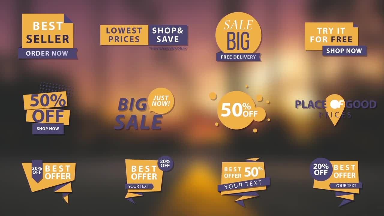 33个创意动画广告横幅促销标题素材库精选AE模板