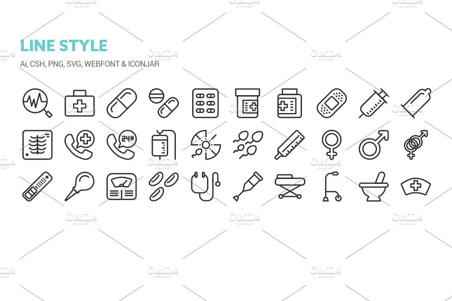 健康医药主题图标 Health and Medical Icons插图(4)