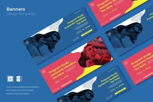 培训机构报名活动Banner图设计模板 SRTP Banners Template.18