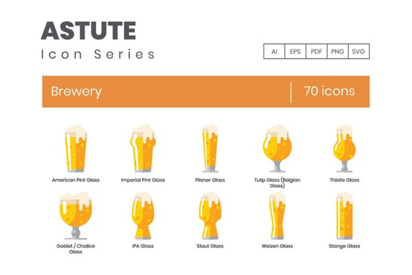 Astute系列-70枚啤酒主题矢量素材库精选图标 Brewery Icons – Astute Series
