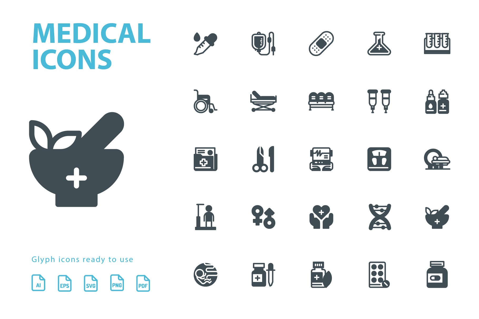 25枚医疗药物主题矢量符号素材库精选图标v2 Medical Glyph Icons插图(2)
