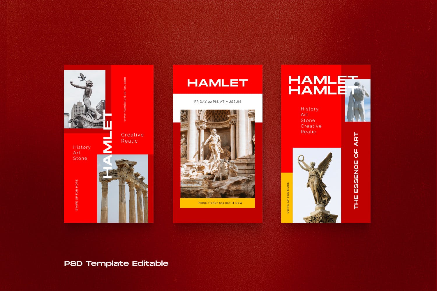 红色设计风格Instagram贴图&品牌故事设计素材包v2 HAMLET PACK 2 – Instagram Template + Stories插图(6)