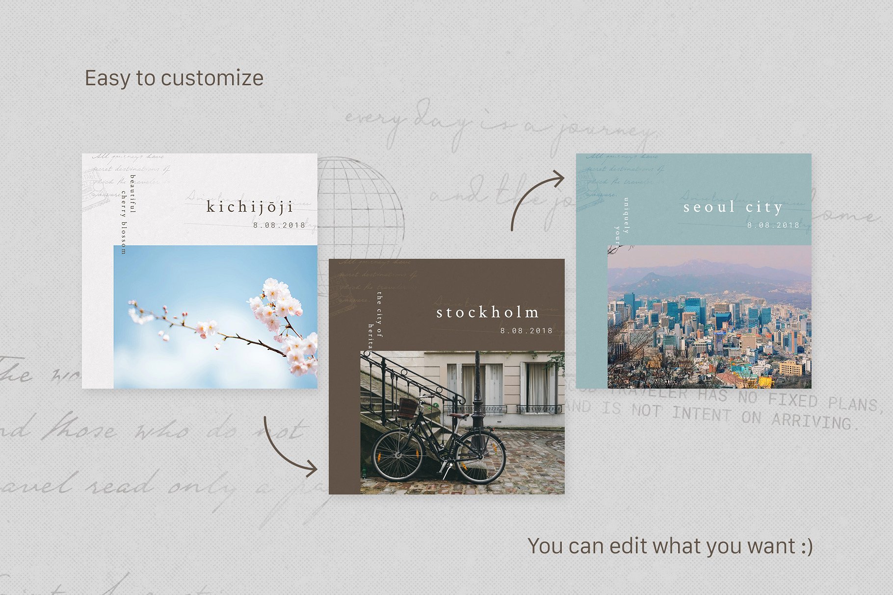 旅行日志Ins贴图模板素材库精选合集 Instagram Bundle – TRAVELOGY插图(6)