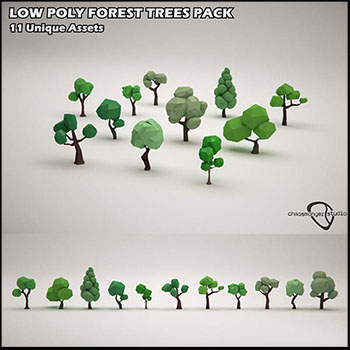 低多边形森林树木素材包VR / AR /低多边形素材之家精选3D模型