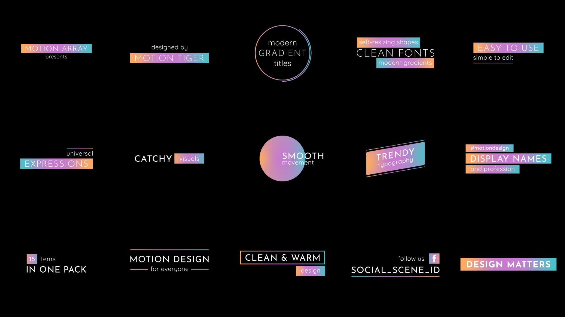 15个现代渐变标题动画素材库精选AE模板