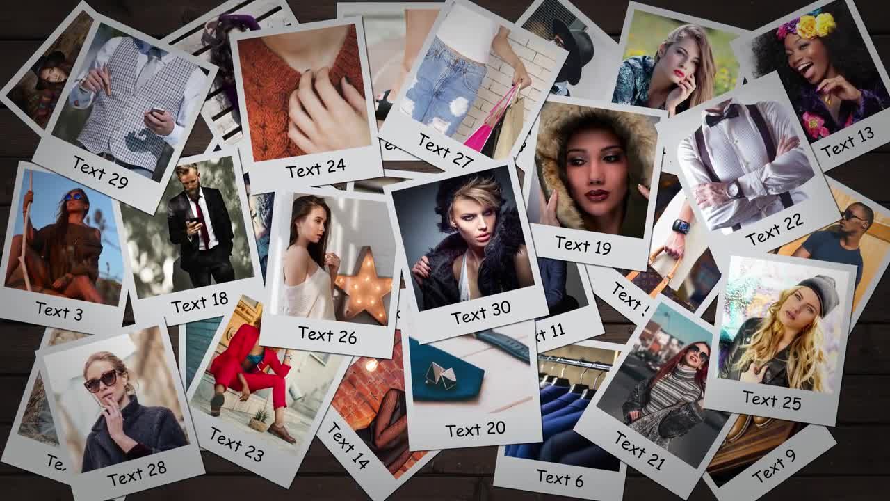 专业动态的坠落的宝丽来照片素材库精选AE模板