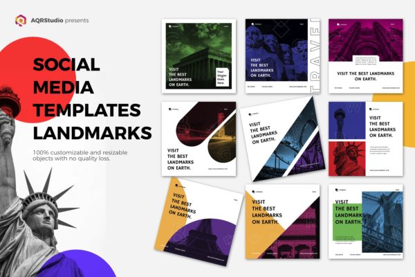 地标建筑宣传社交媒体Banner图设计模板素材库精选 Landmark Social Media Banners