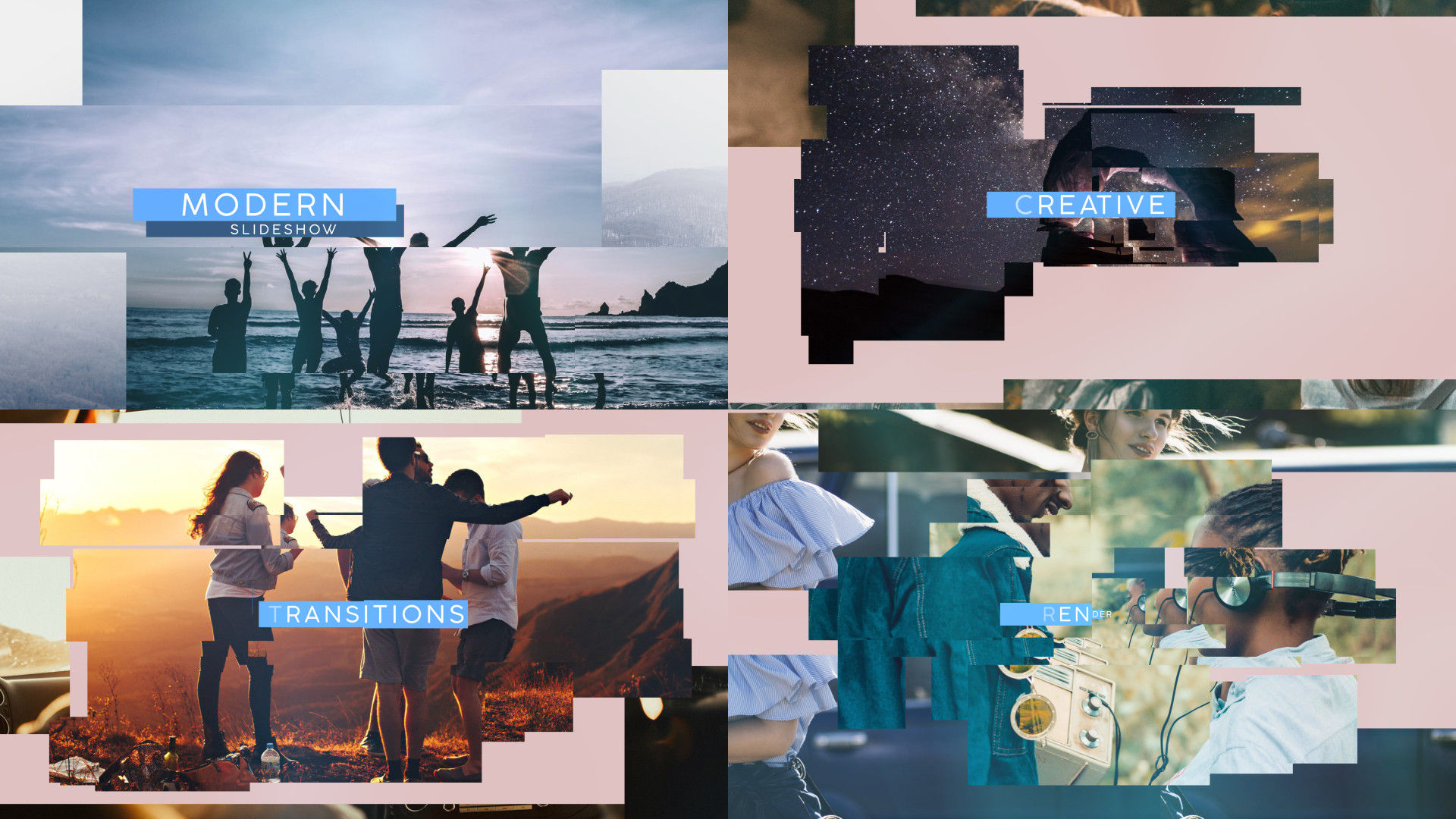 分层多帧优雅效果现代幻灯片放映素材库精选AE模板