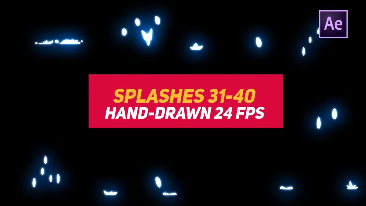 10个快速动态动画的手绘飞溅元素素材库精选AE模板