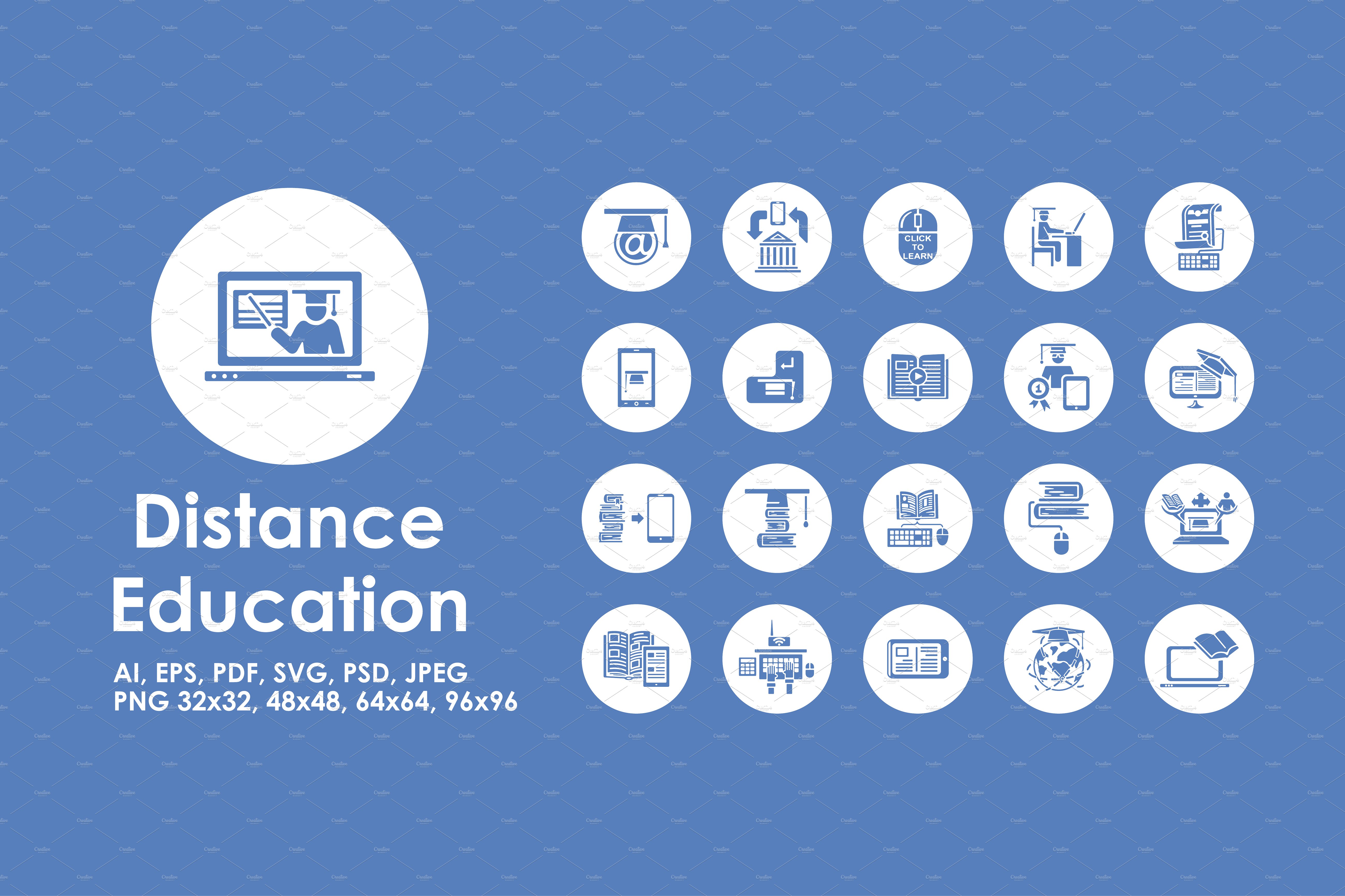 远程教学学习图标 Distance Learning icon插图