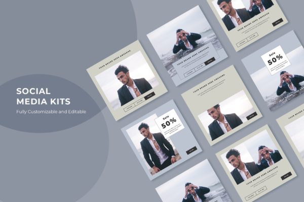 时尚男装社交促销活动设计素材v97 SRTP – Social Media Kit.97