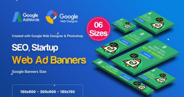 互联网产品宣传推广谷歌Banner素材库精选广告模板 C04 SEO, Startup Agency Banners HTML5 – GWD &amp; PSD