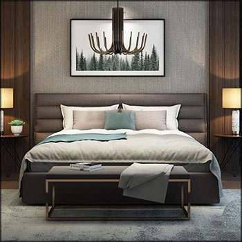 后现代双人卧室床头柜台灯组合素材之家精选3D模型