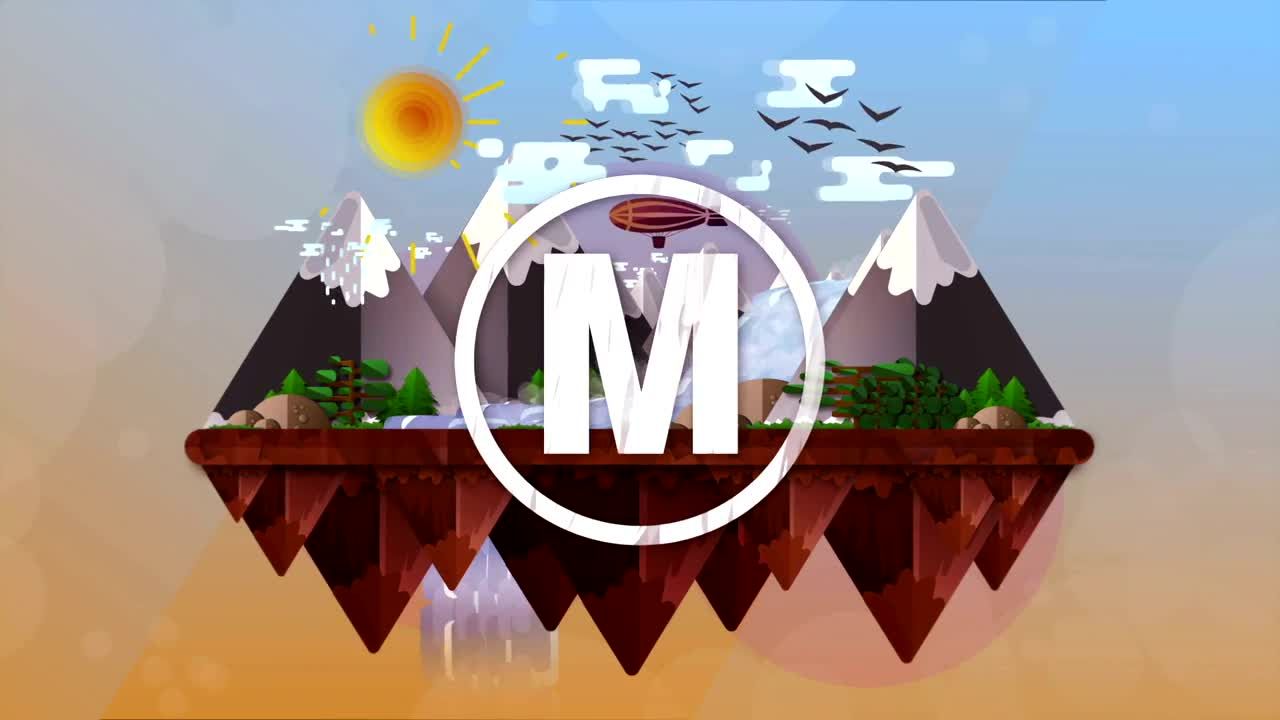 可爱的弹出式卡通动画风景Logo 素材库精选AE模板