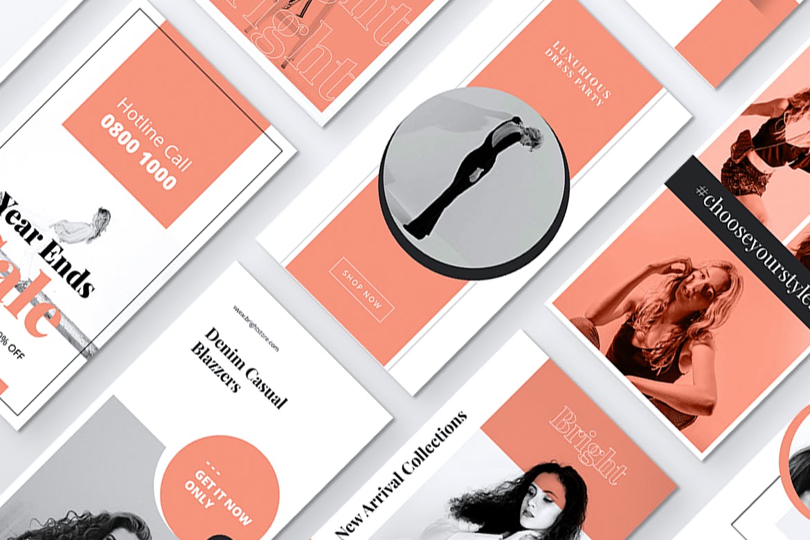 明亮粉色时尚品牌故事Instagram社交素材包 BRIGHT Fashion Instagram Stories插图(3)