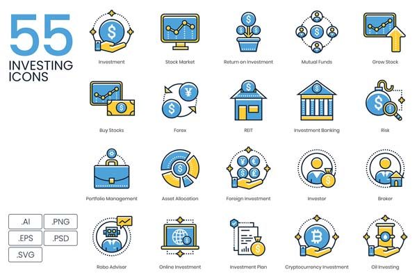 素材库下午茶：投资行业矢量图标下载