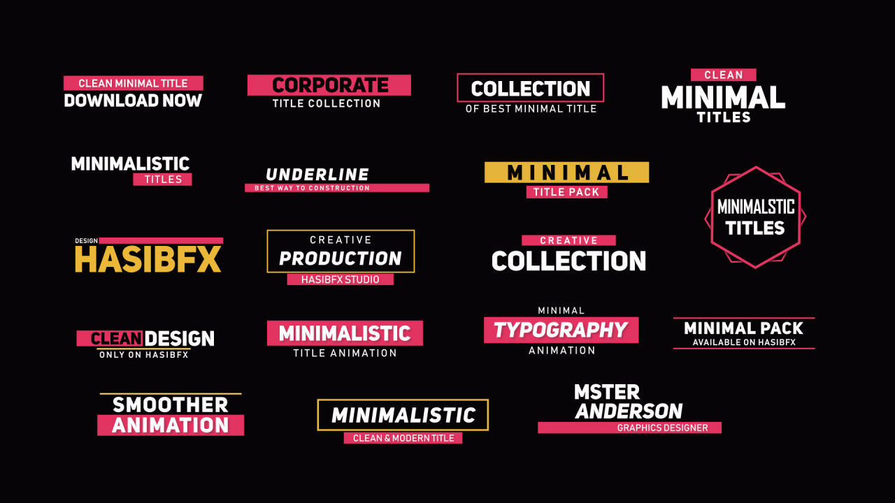 18个简约标题动画素材库精选AE模板