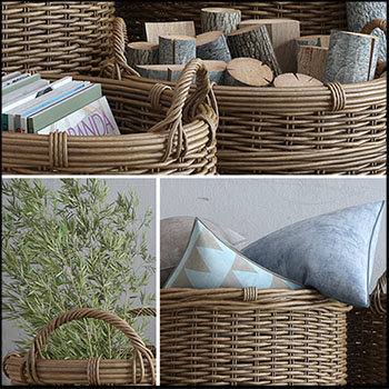 藤编篮收纳筐素材之家精选3D模型