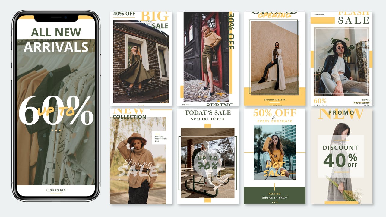 小众时尚服饰品牌新品发布/促销活动Instagram社交广告模板素材库精选 Kahua – Instagram Story Pack插图(1)