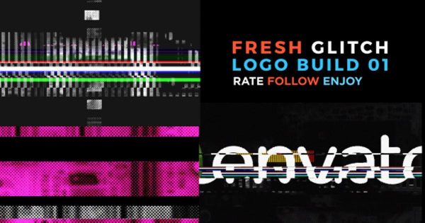 快速切换信号故障AE特效Logo演示素材库精选AE模板 Fresh Glitch Logo Build 2 Pack Volume 1