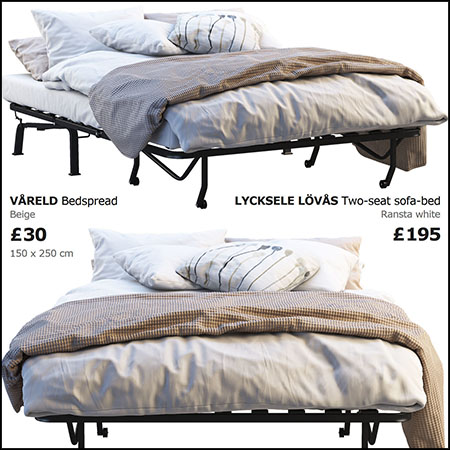 北欧布艺铁架双人床素材之家精选3D模型