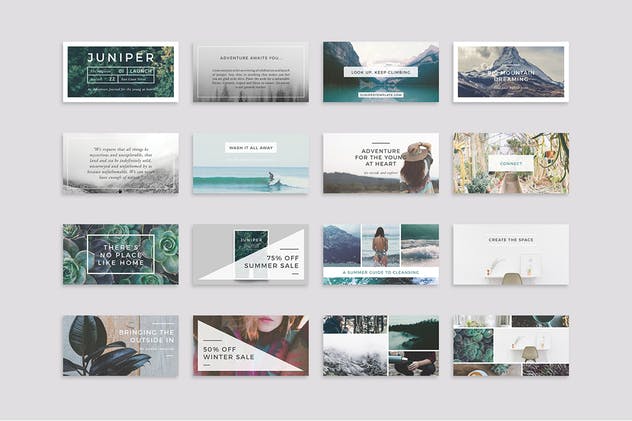 社交媒体Banner＆贴图＆版式设计模板素材库精选合集 J U N I P E R Social Media BUNDLE插图(3)