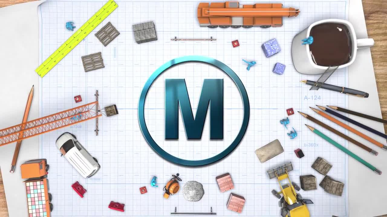 现代化pr徽标结构动画模板