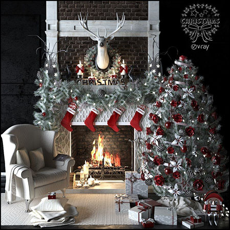 AVE圣诞节装饰套装素材之家精选3D模型